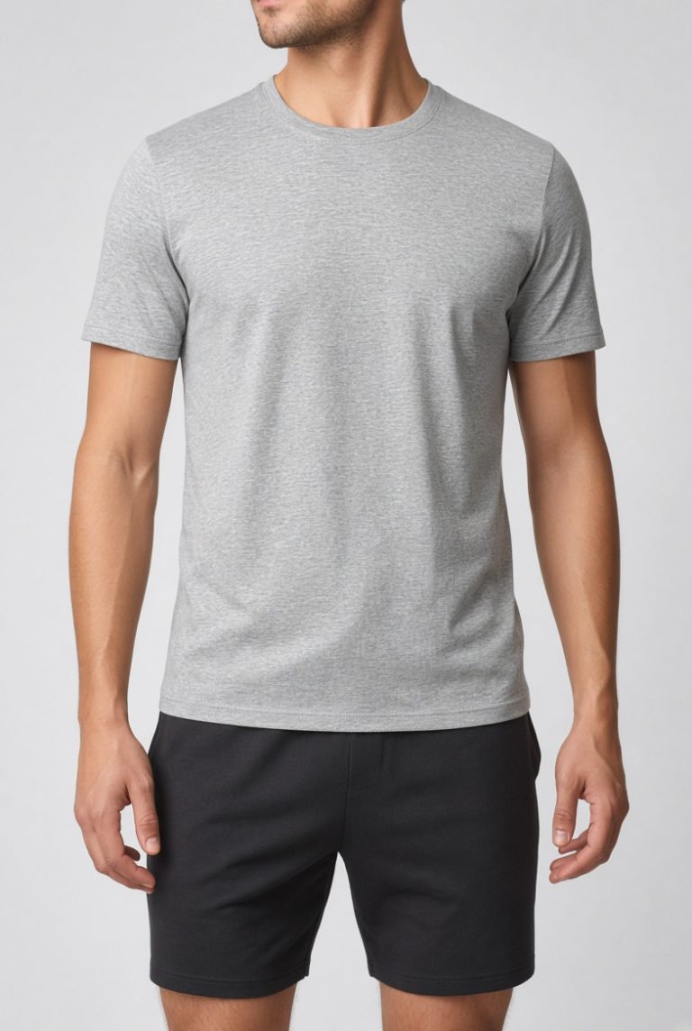 t-shirt homem malha cinza