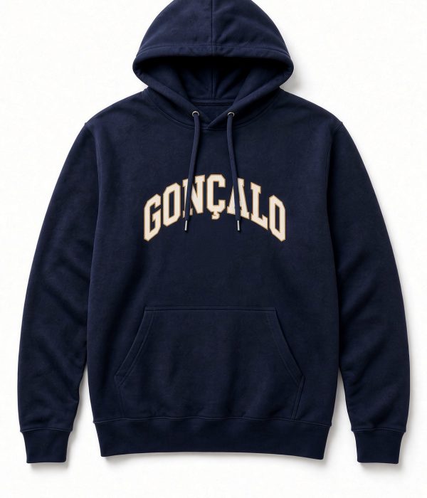 Hoodie navy frente com estampado DTF Gonçalo