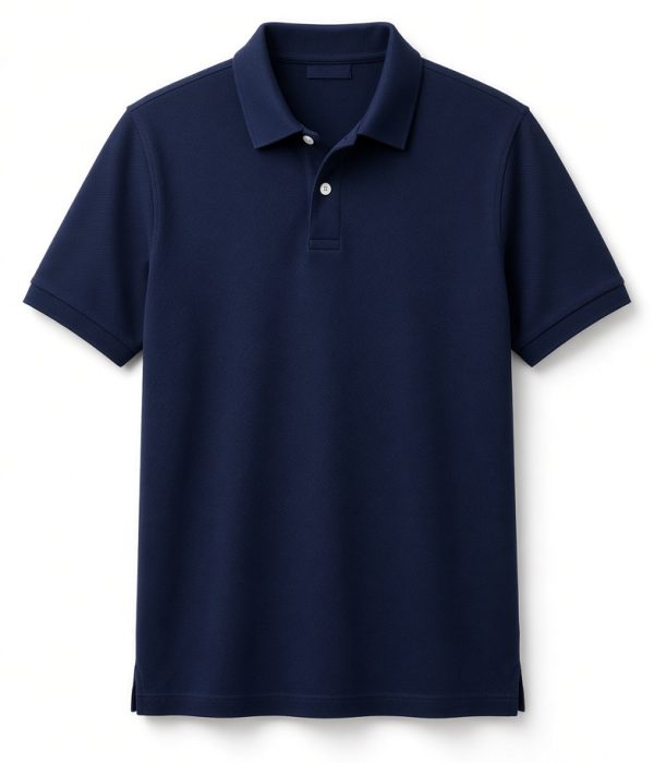 Polo azul marinho frente, algodão piqué